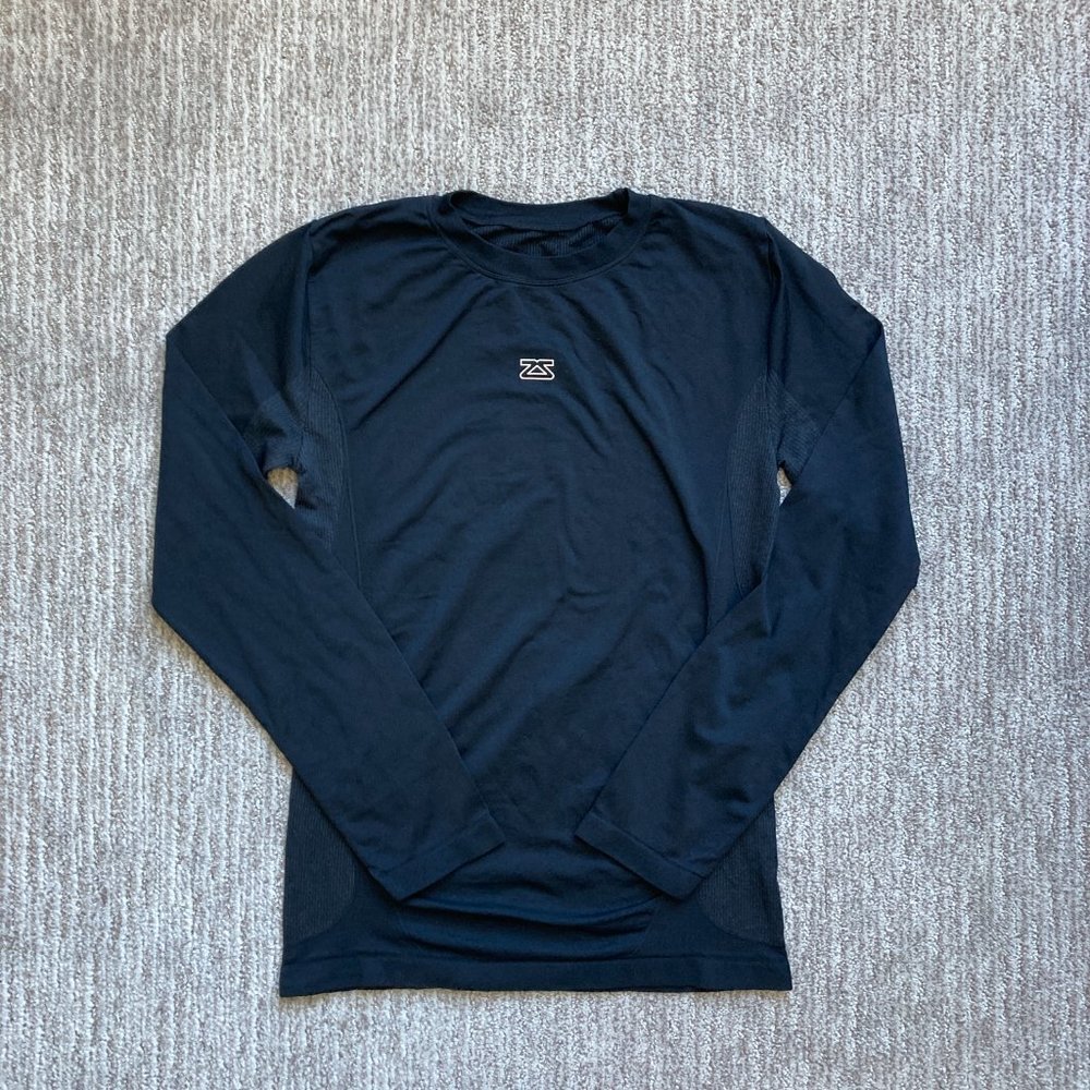 Men's Small Zensah Lightweight Long Sleeve Cycling Compression Base Layer black